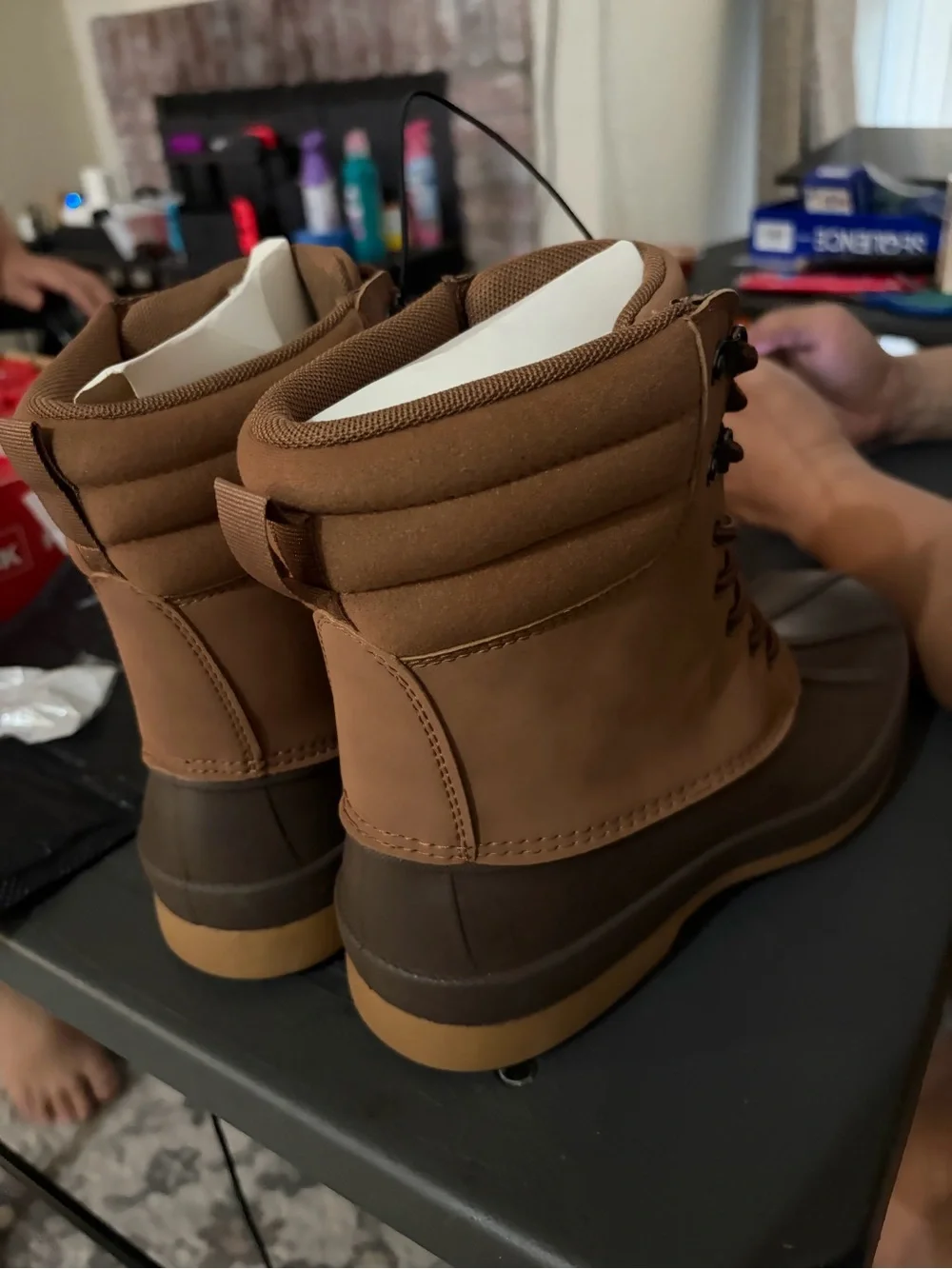 Men's Brown Duck-Style Lace-Up Winter Boots